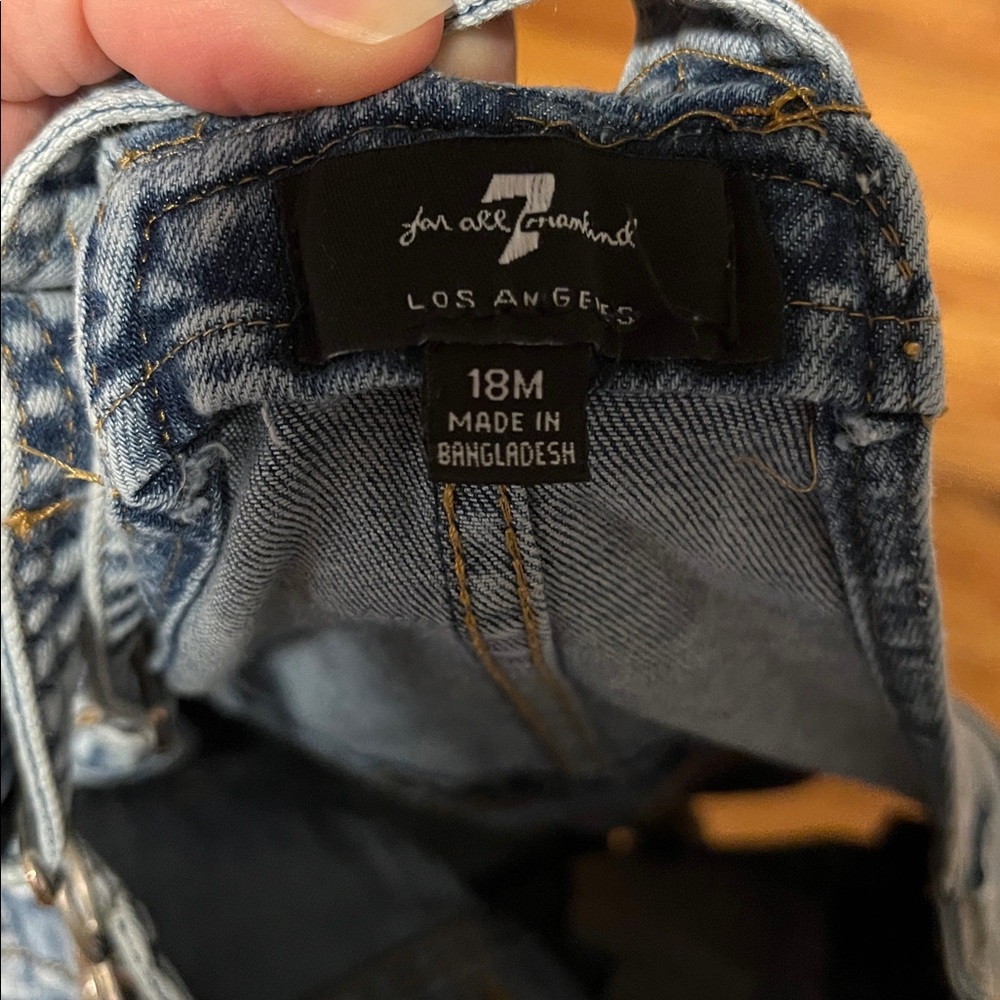 7 For All Mankind Kids Denim Overalls Size 18 Months - Picture 9 of 11